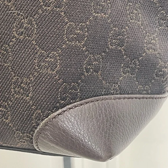 Gucci Chocolate Denim Monogram Tote Bag W/Braided Handles and Tassels - Picture 3 of 15